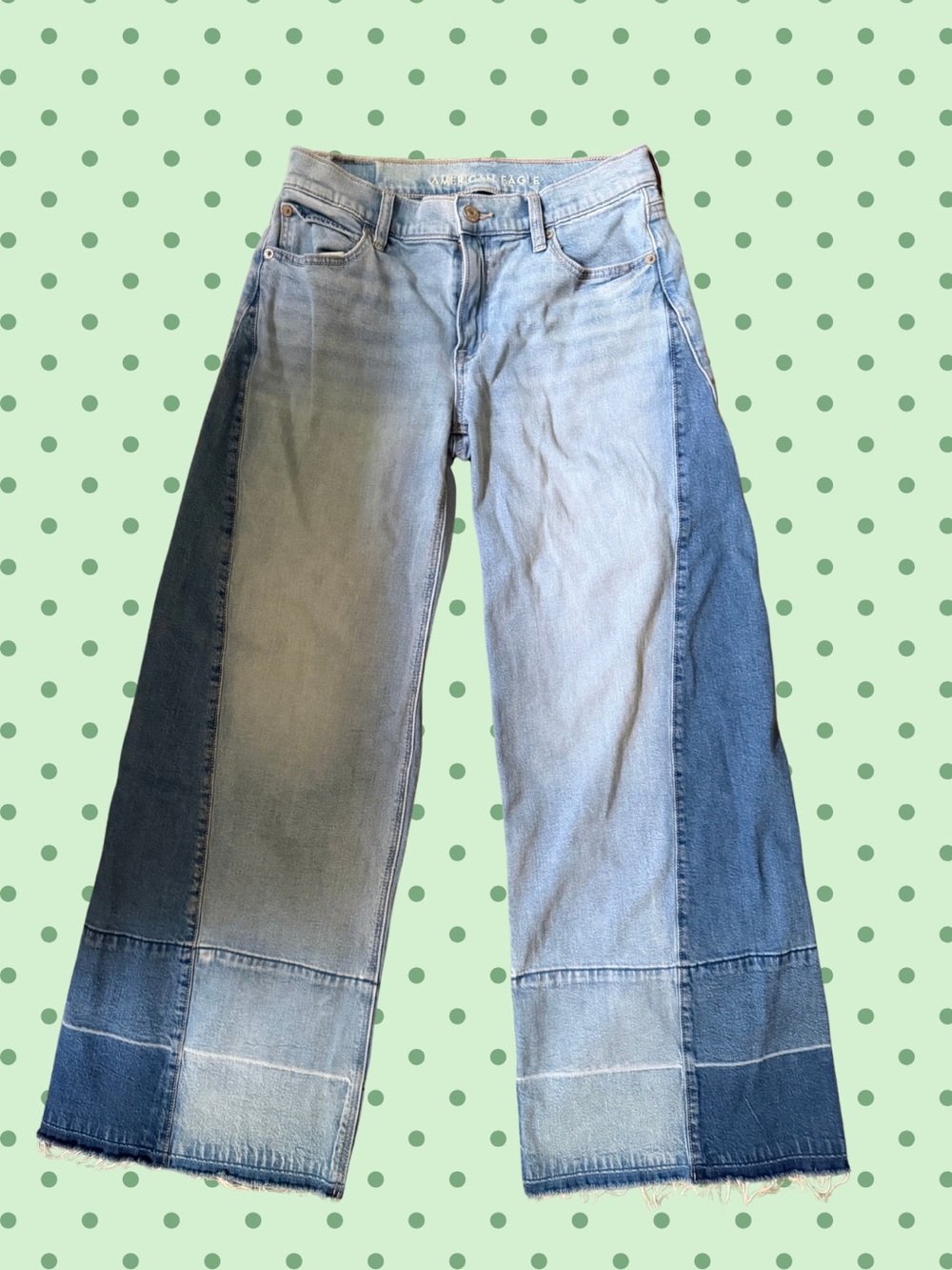 American Eagle Outfitters Two-Tone Blue Wide-Leg Jeans